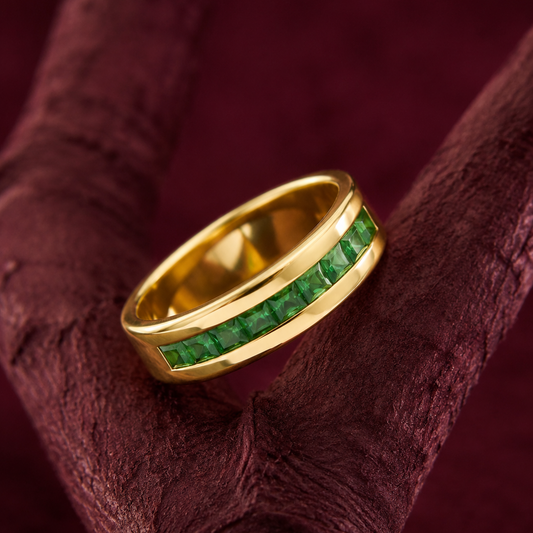 Emerald channel ring