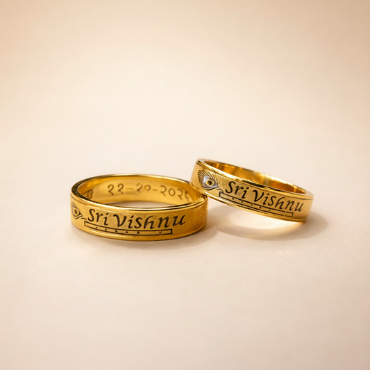 Sri Vishnu Divine Engraved Gold Couple Bands