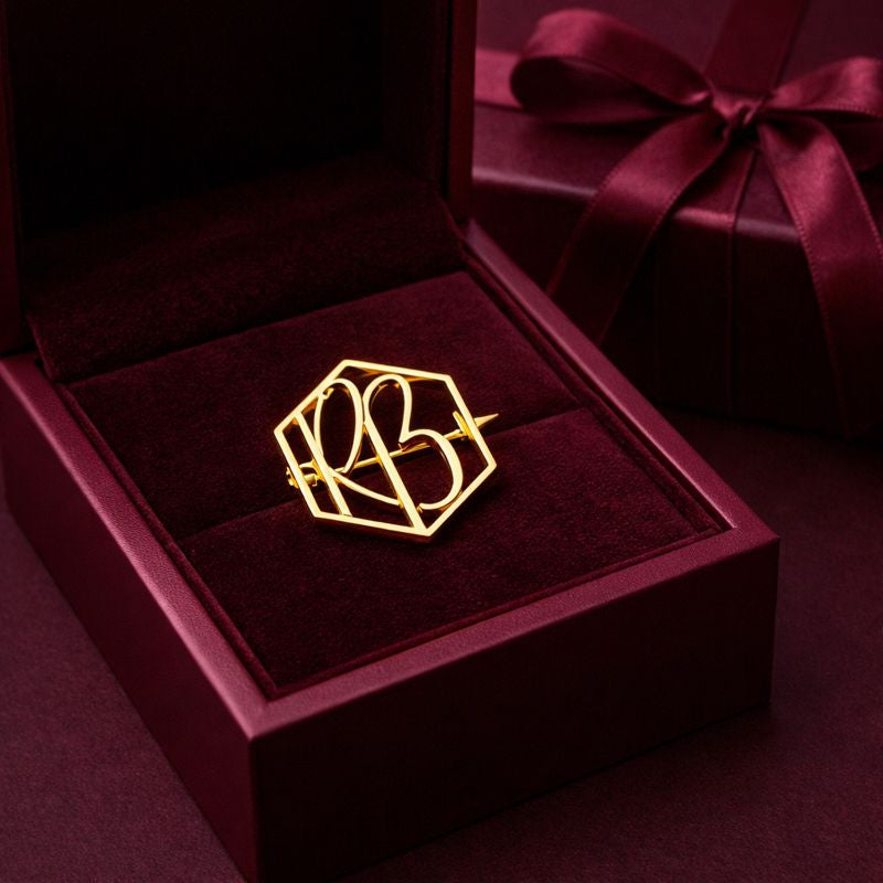 Hexagonal brooch