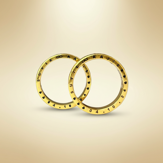 Custom Engraved Gold Couple Rings
