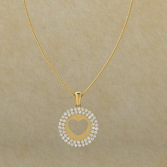 Gold Heart Pendant with Diamonds