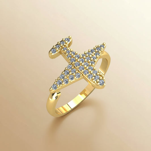 Airplane Gold Ring