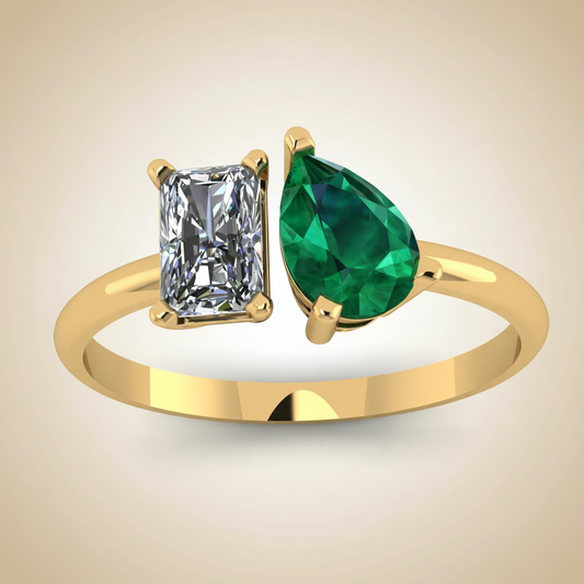 Toi et Moi Emerald Spark Ring