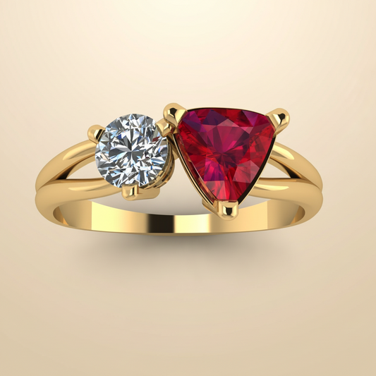 Toi et Moi Trillion & Round-Cut Gemstone Ring