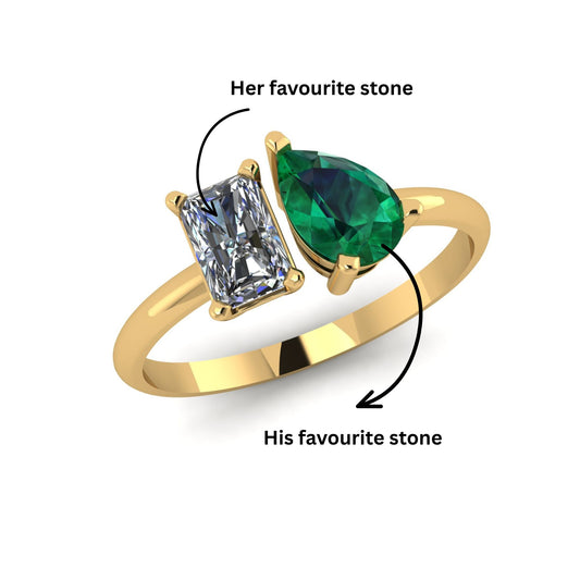 Toi et Moi Emerald Spark Ring