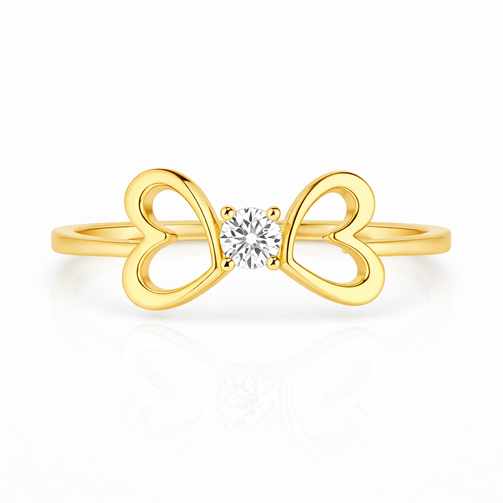 Open Heart Solitaire Diamond Ring