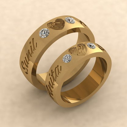 Eternal Bond Fingerprint & Diamond Couple Rings