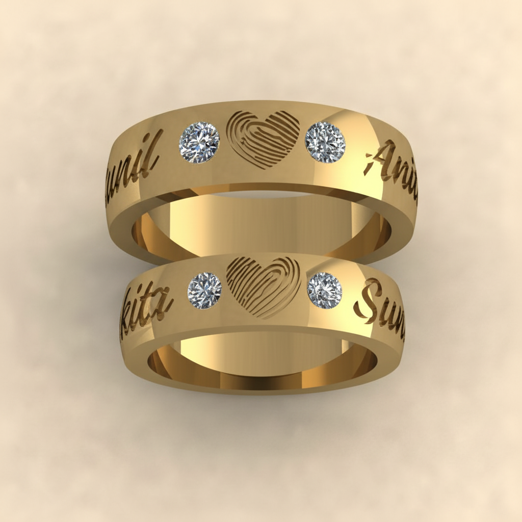 Eternal Bond Fingerprint & Diamond Couple Rings