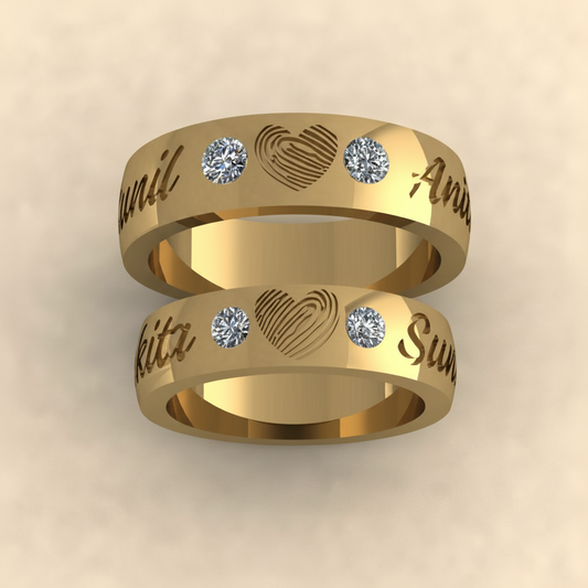 Eternal Bond Fingerprint & Diamond Couple Rings