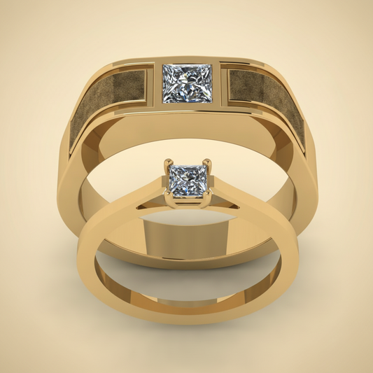 Timeless Love Square-Cut Couple Rings