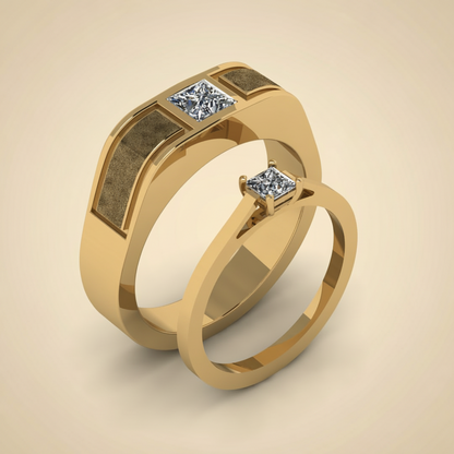 Timeless Love Square-Cut Couple Rings