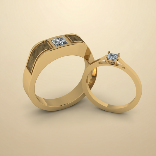 Timeless Love Square-Cut Couple Rings