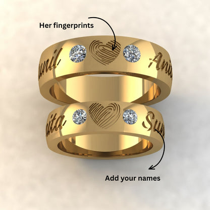 Eternal Bond Fingerprint & Diamond Couple Rings
