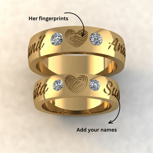 Eternal Bond Fingerprint & Diamond Couple Rings