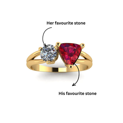 Toi et Moi Trillion & Round-Cut Gemstone Ring