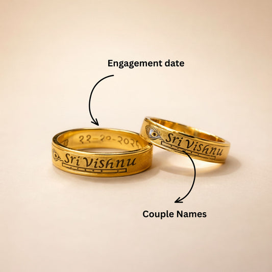 Sri Vishnu Divine Engraved Gold Couple Bands