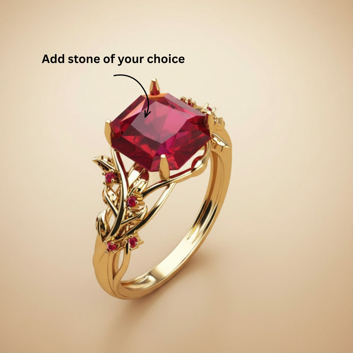 Floral Gemstone Gold Ring