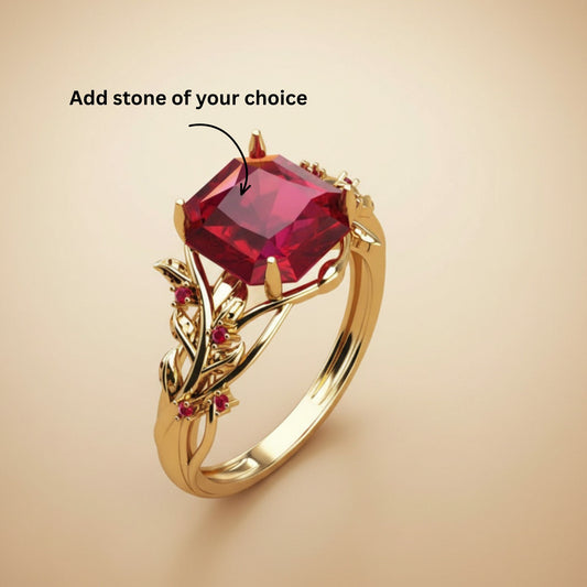 Floral Gemstone Gold Ring