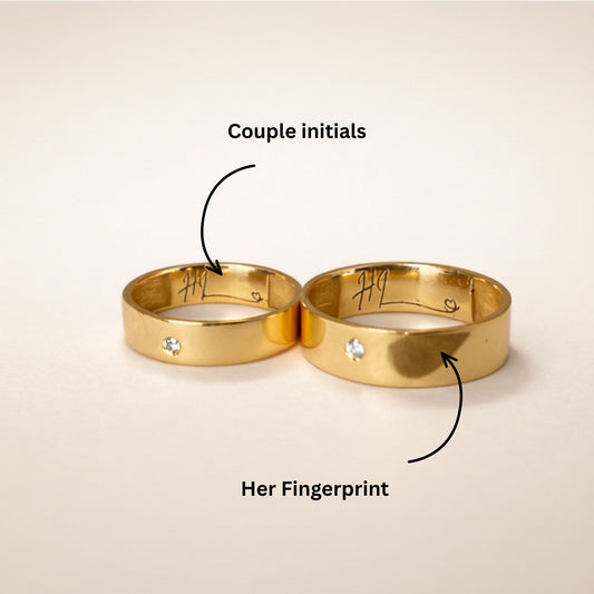 Half heart Diamond Couple Ring