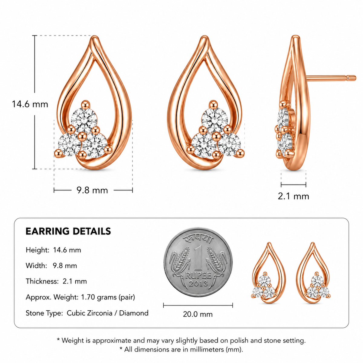 The Teardrop Vine Stud Earrings