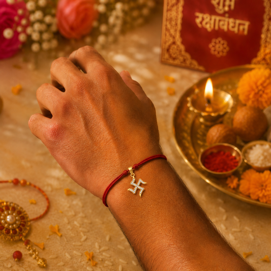 Diamond Swastik Rakhi cum Pendant