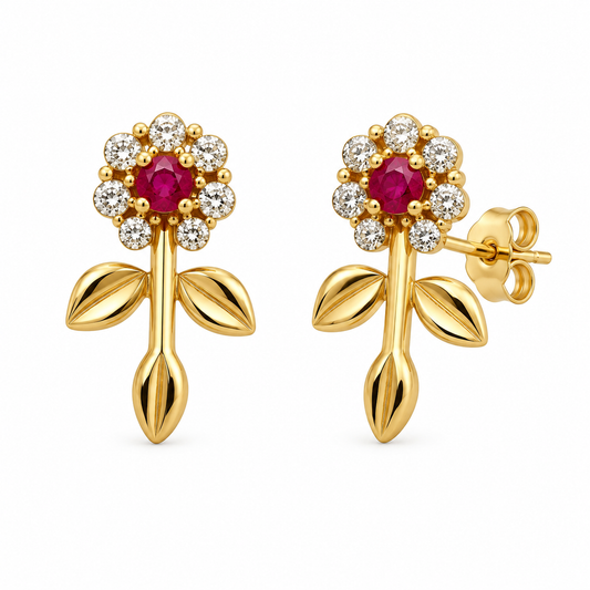 The Ruby Floral Bud Earrings