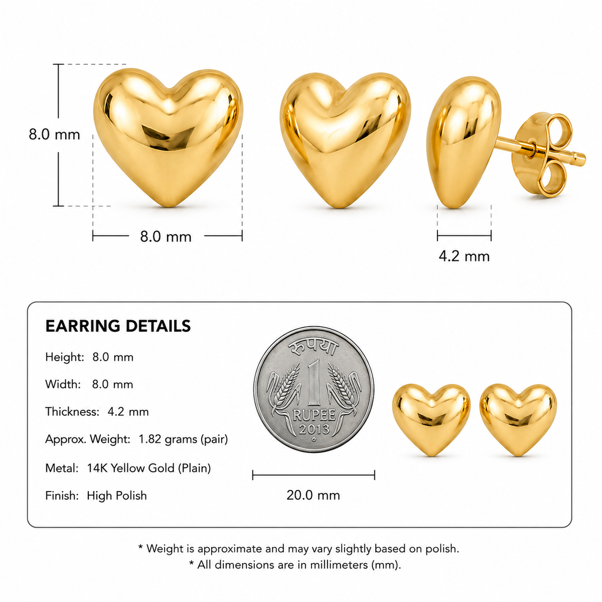 The Heart Stud Earrings