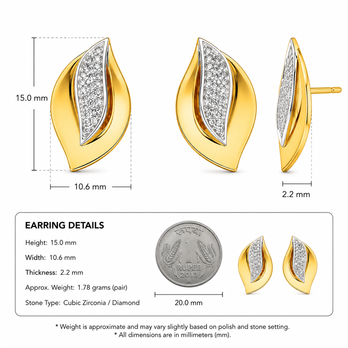 The Leaf Marquise Stud Earrings