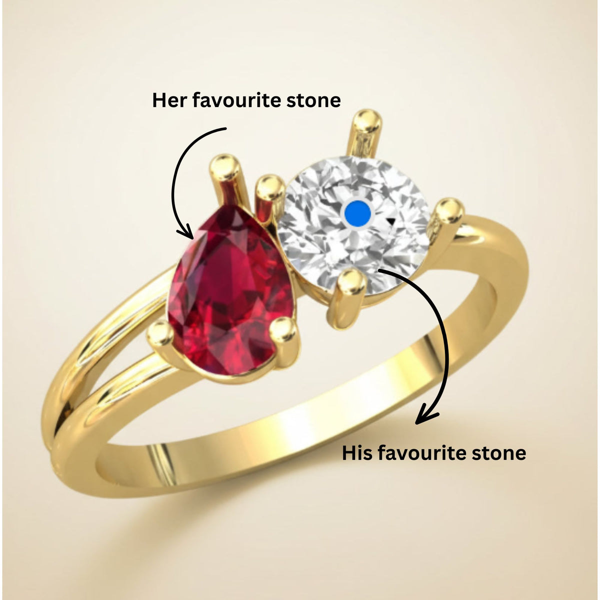 Toi et Moi Dual Gemstone Ring