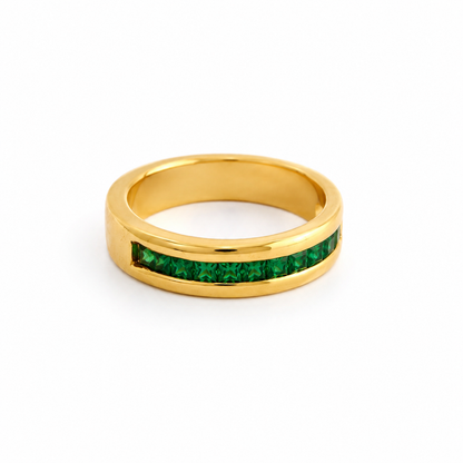 Emerald channel ring