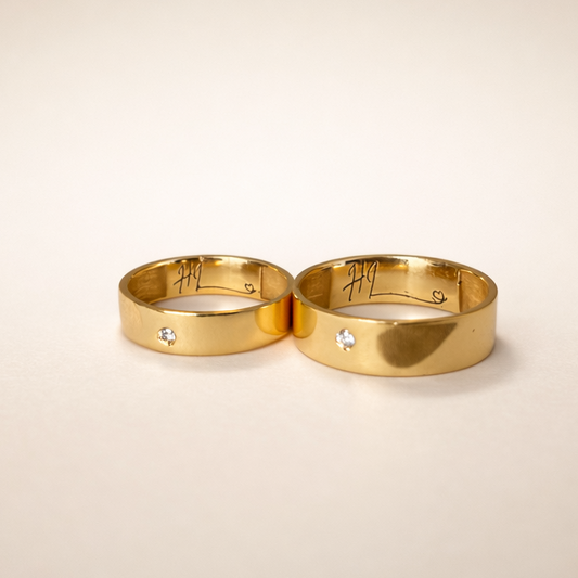 Half heart Diamond Couple Ring