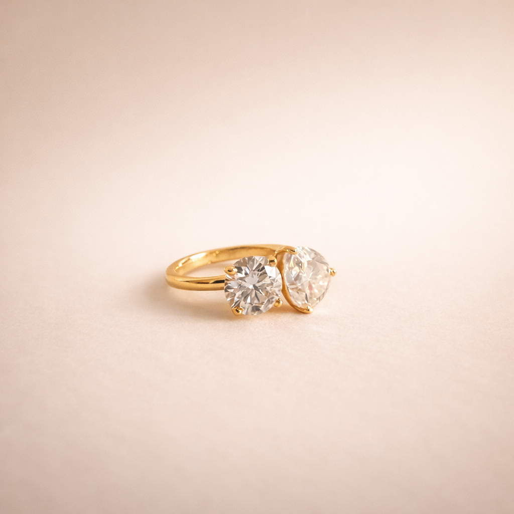 Custom Fingerprint Heart Couple Ring
