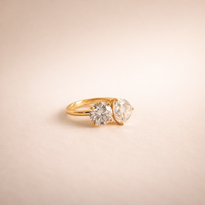 Custom Fingerprint Heart Couple Ring