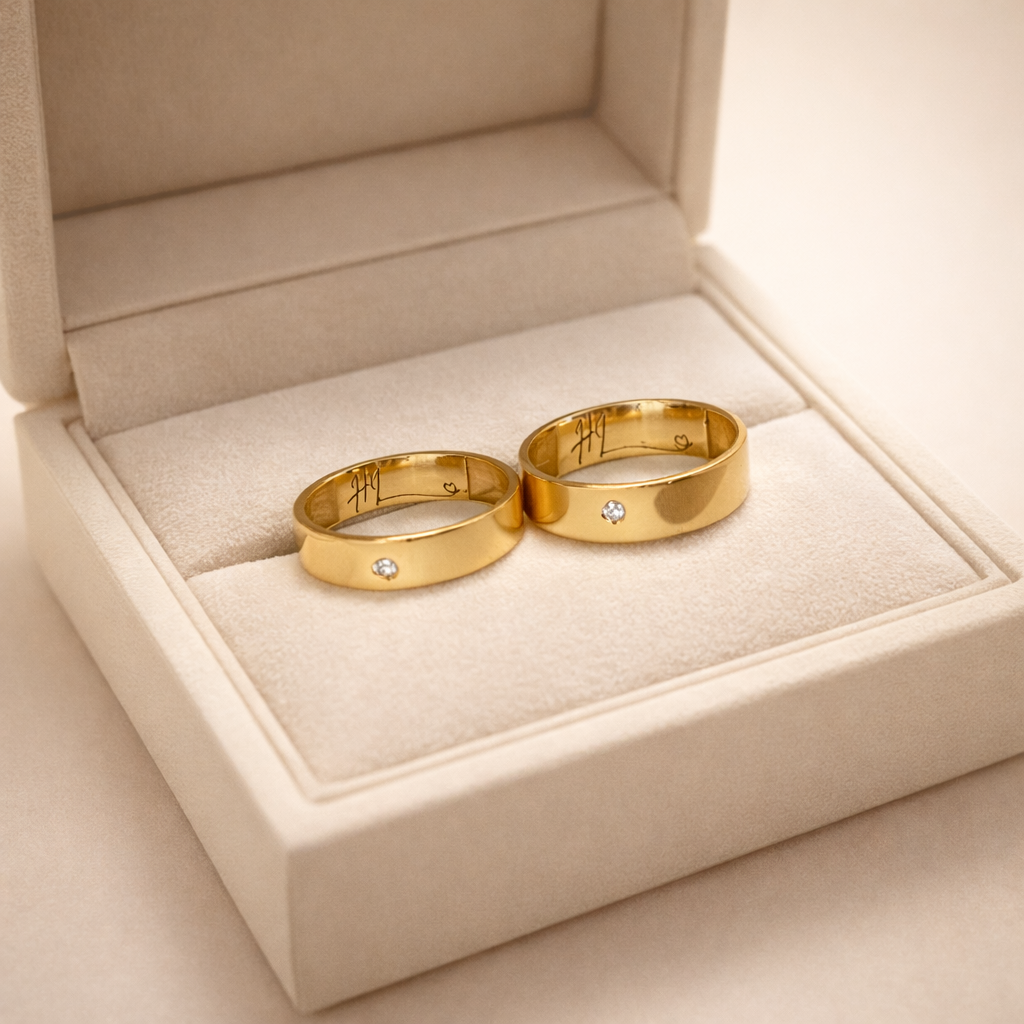 Half heart Diamond Couple Ring