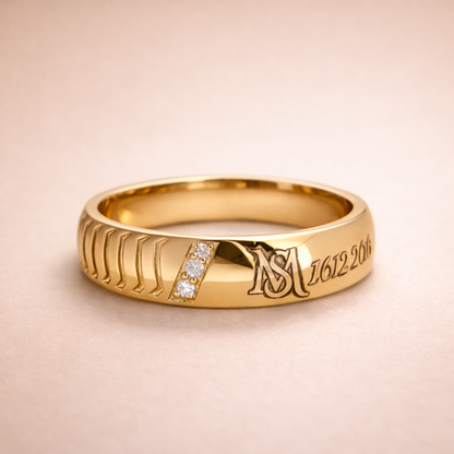 Custom Initials & Date Gold Ring