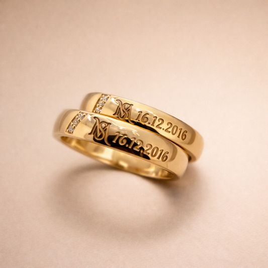 Custom Initials & Date Gold Ring