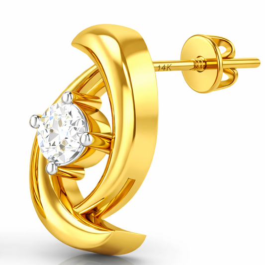 Swirl Solitaire Diamond Stud Earrings