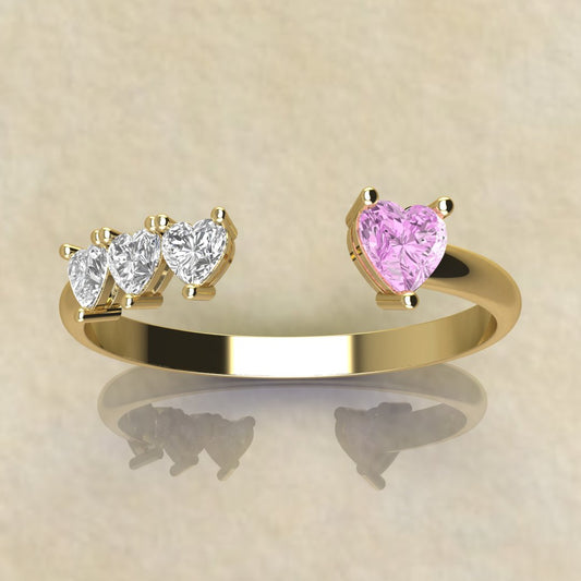Gold Heart Stone Ring