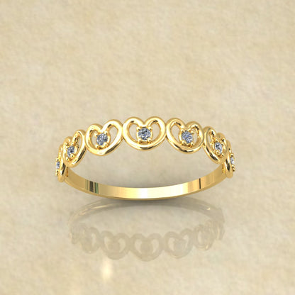 Delicate Heart Diamond Band
