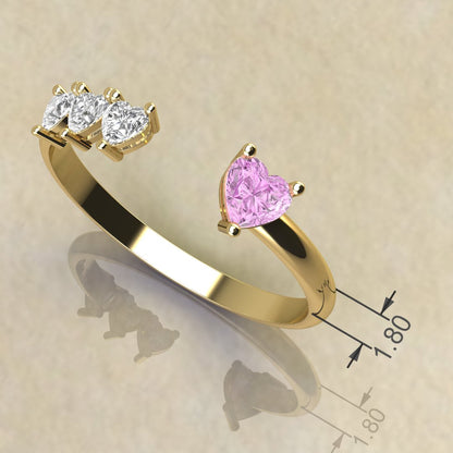 Gold Heart Stone Ring