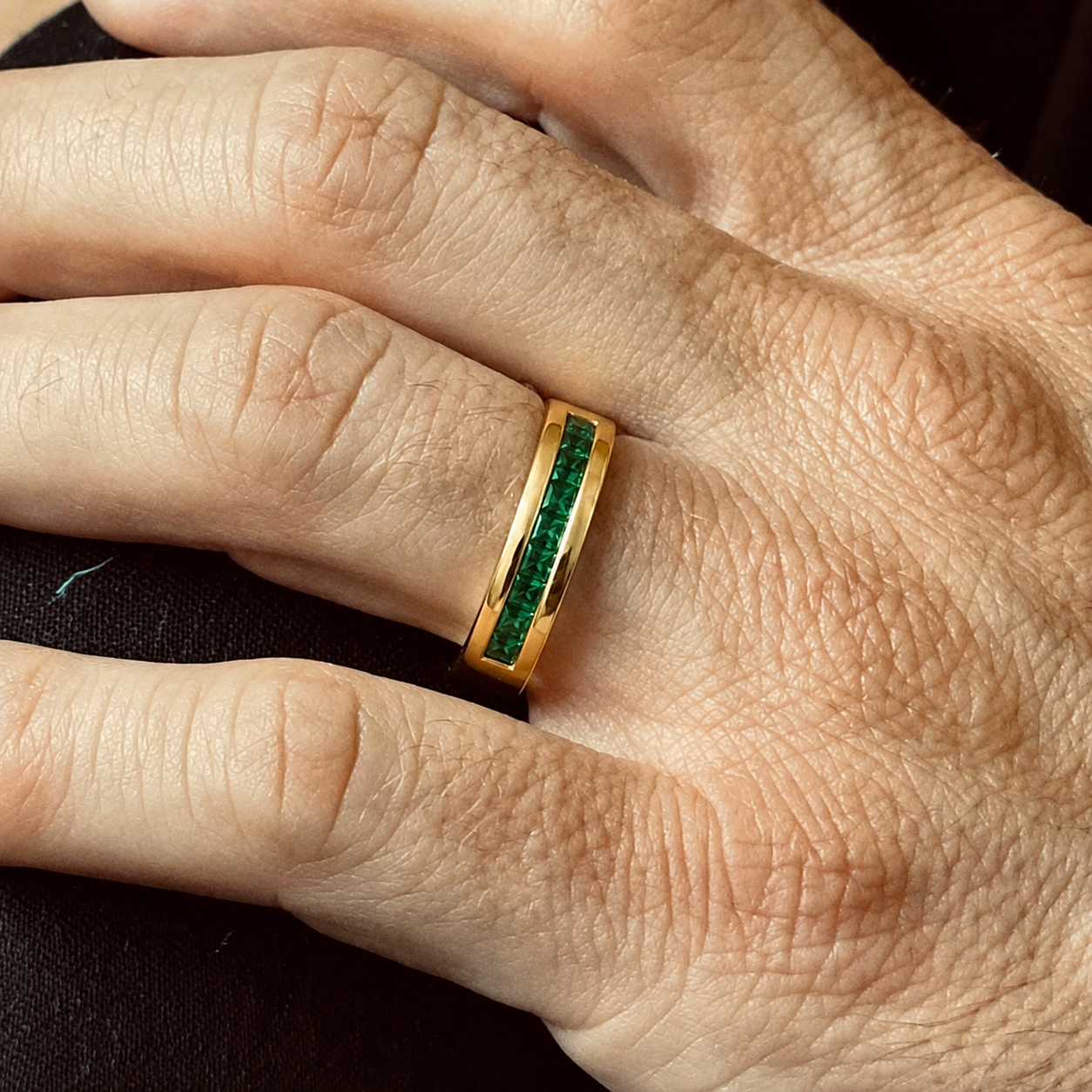 Emerald channel ring