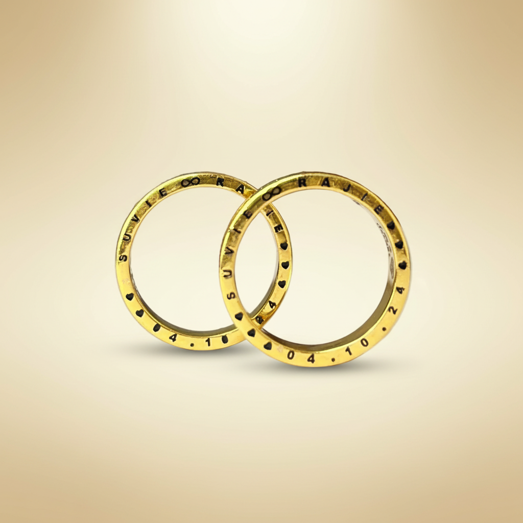 Custom Engraved Gold Couple Rings