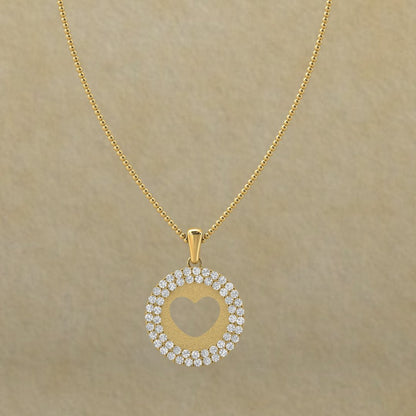 Gold Heart Pendant with Diamonds