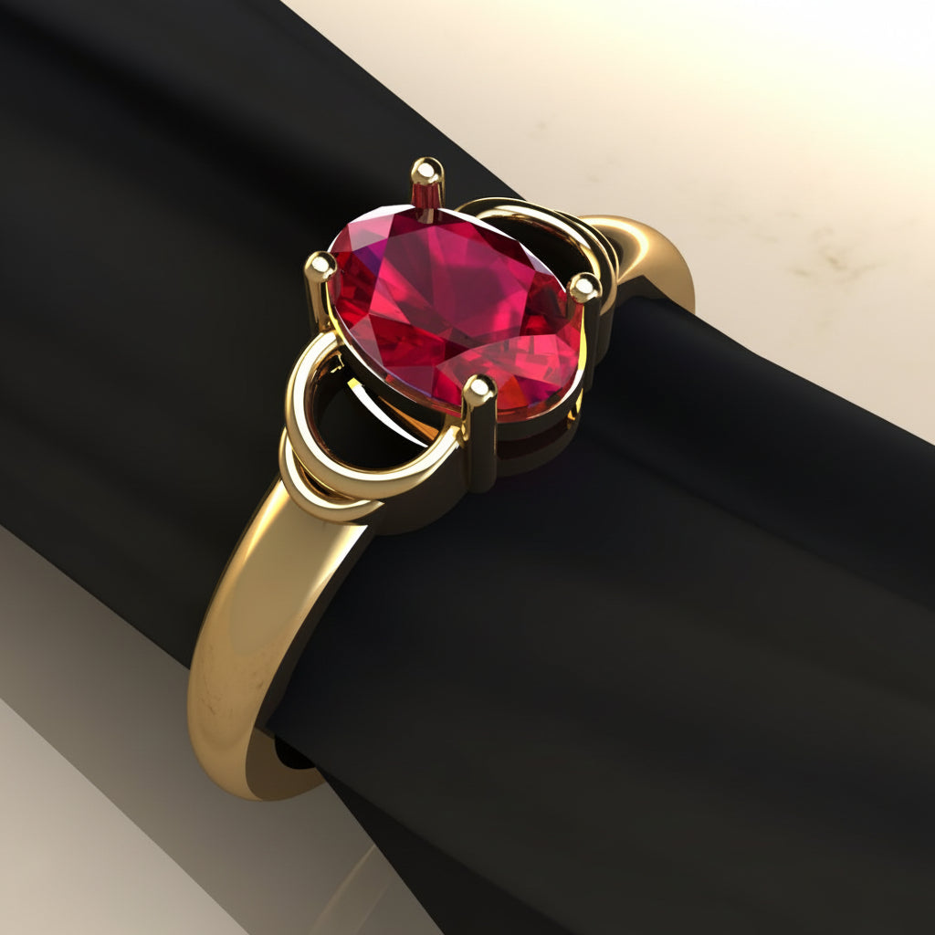 Oval Gemstone Gold Ring