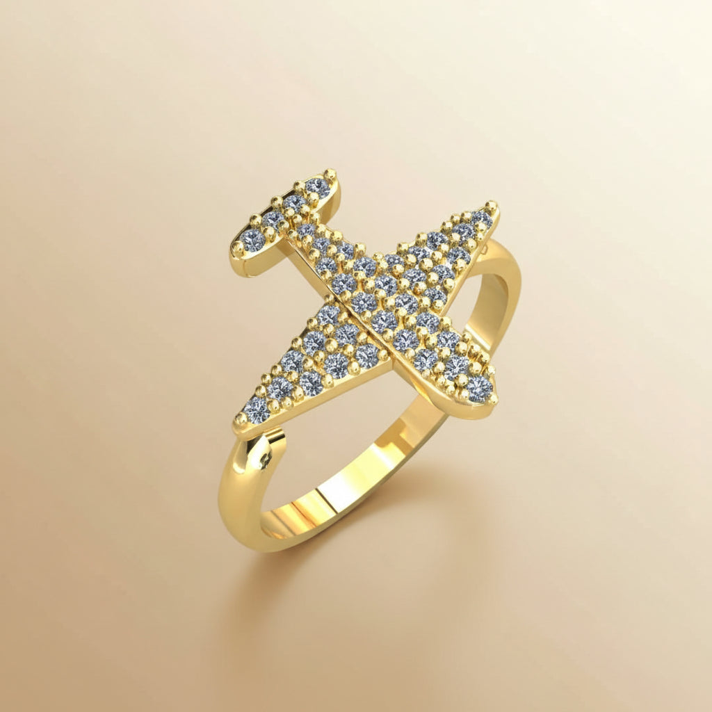 Airplane Gold Ring