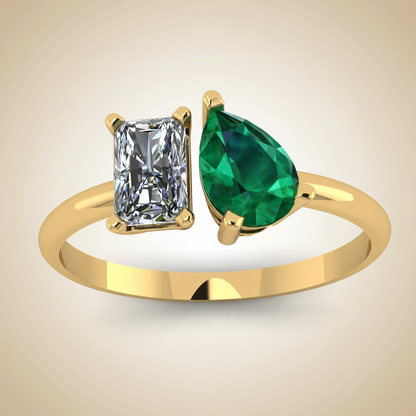 Toi et Moi Emerald Spark Ring
