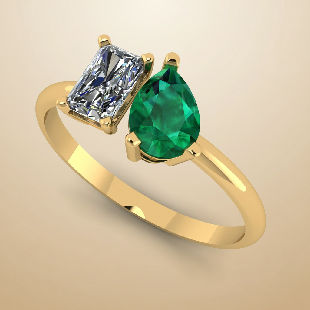 Toi et Moi Emerald Spark Ring