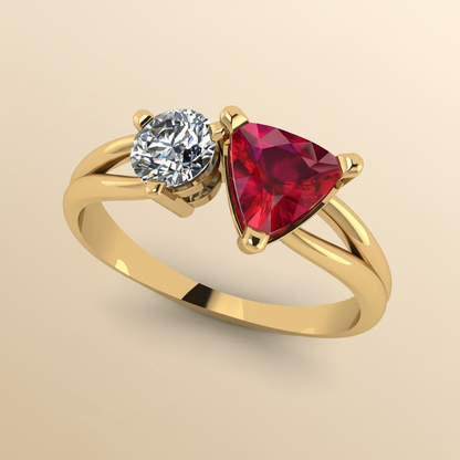 Toi et Moi Trillion & Round-Cut Gemstone Ring