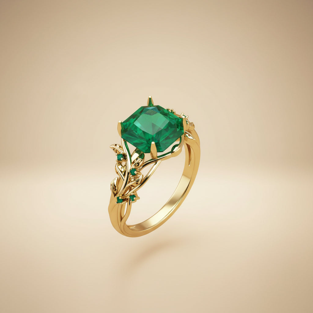 Floral Gemstone Gold Ring