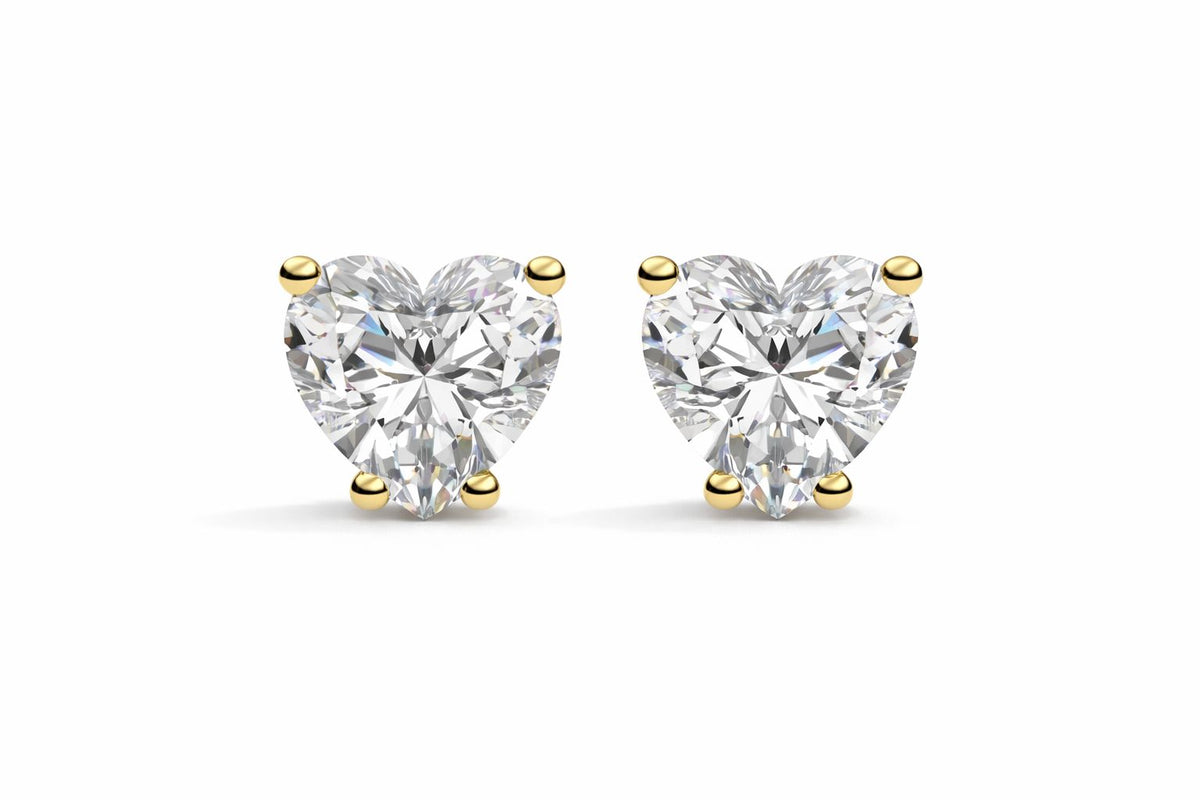 Heart Diamond Solitaire Stud Earrings